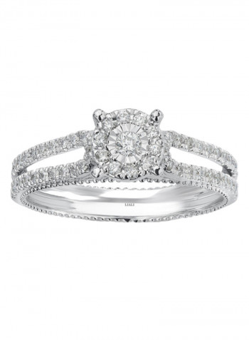 18K White Gold Diamond Studded Band Ring