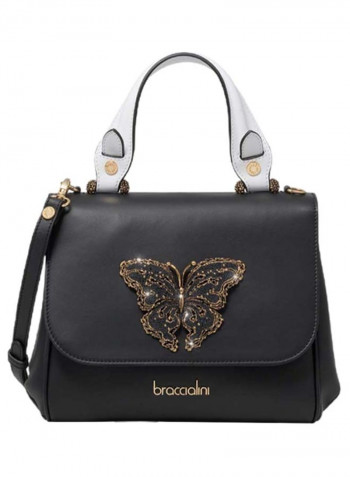 Iris Butterfly Detail Shoulder Bag Black