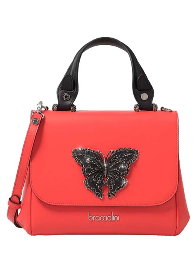 Iris Butterfly Detail Shoulder Bag Red/Black