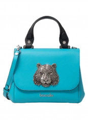Iris Lion Face Detail Shoulder Bag Blue/Black/Silver