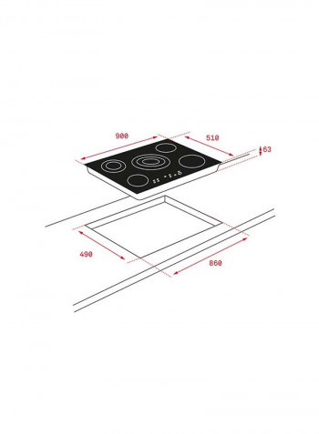 Tr 951 90Cm Vitroceramic Hob With 5 Zones And Touch Control 10210002 Black