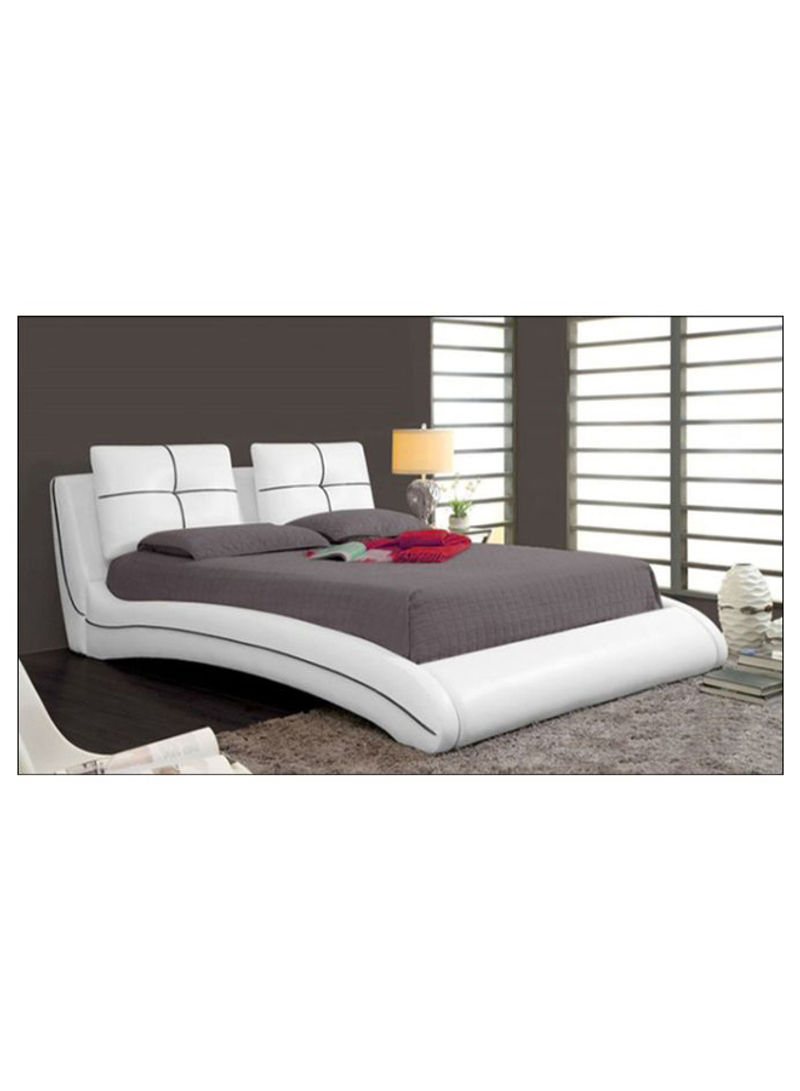 Upholstered Curved Bed Frame With Mattress Off White 200 x 200centimeter