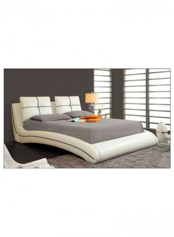 Upholstered Curved Bed Frame With Mattress Off White 200 x 200centimeter