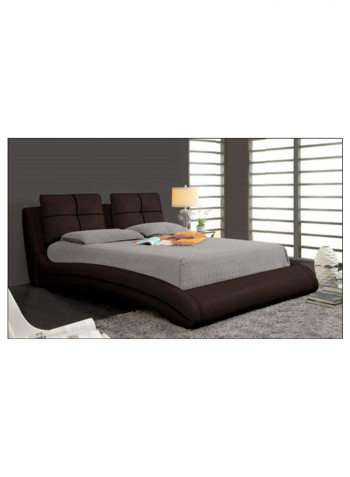 Upholstered Curved Bed Frame With Mattress Brown 200 x 200centimeter