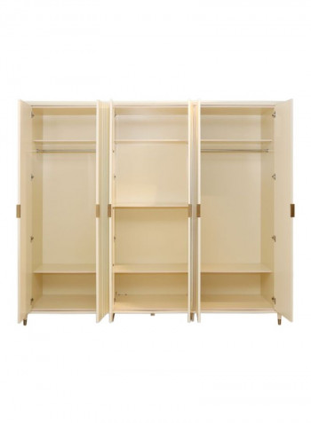 Clara 6-Door Wardrobe Beige/Clear 257x60x221cm