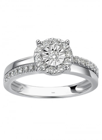 18K White Gold Diamond Studded Twin Band Ring