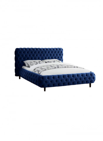 Hand Tufted Upholstered Queen Bed Without Mattress Blue 200x200x150cm