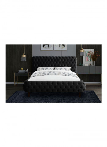 Hand Tufted Upholstered Queen Bed Without Mattress Blue 200x200x150cm