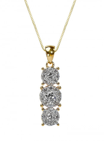 Yellow Gold 0.3 Carat Diamond 3 Head Illusion Small Pendant