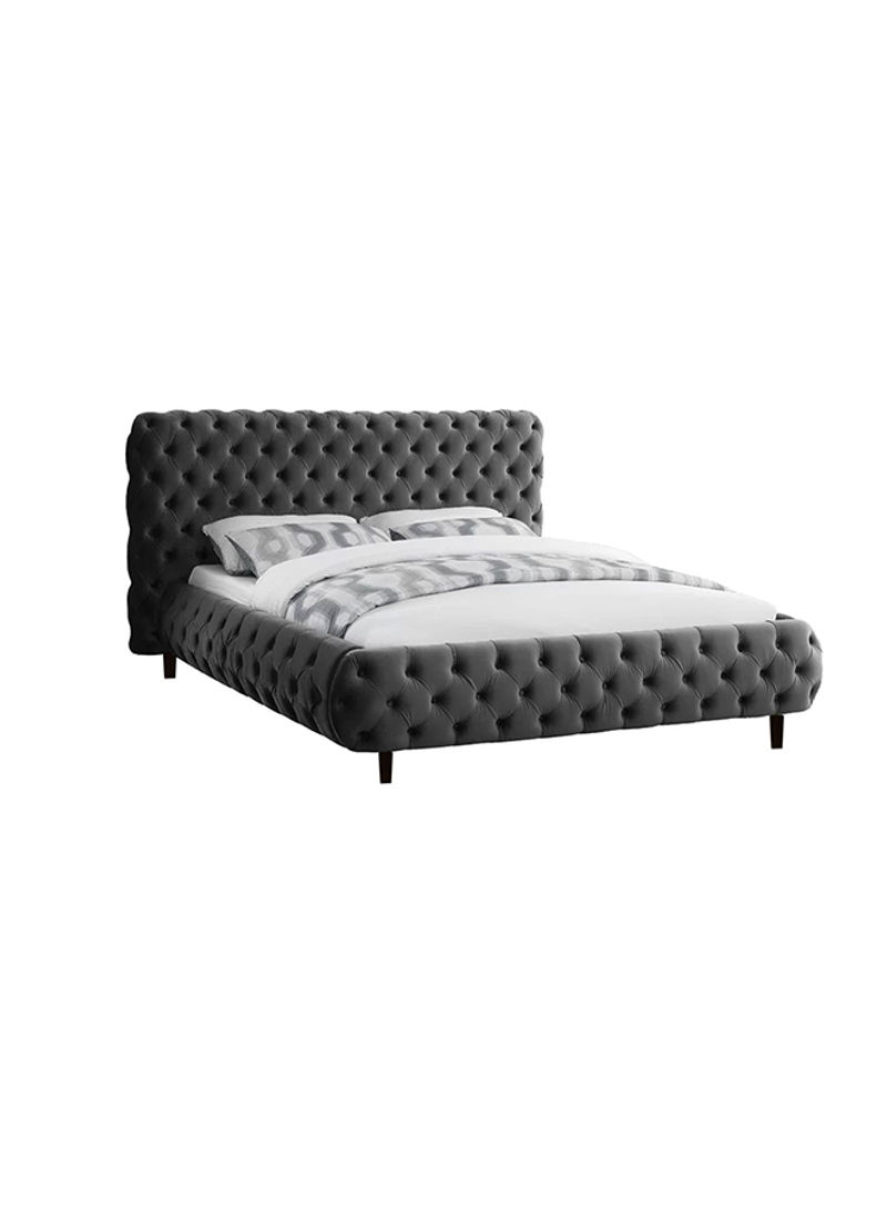 Hand Tufted Upholstered Queen Bed Without Mattress Dark Grey 200x200x150cm