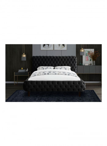 Hand Tufted Upholstered Queen Bed Without Mattress Black 200x200x150cm