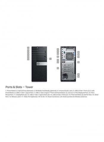 OptiPlex 7070 Tower PC With Core i7 Processor, 16GB RAM/256GB SSD/2GB AMD Radeon R5 430 Graphics Card Black