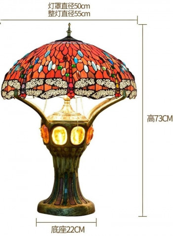 Stained Glass Lampshade Lighting Table Lamp EU Plug Multicolour