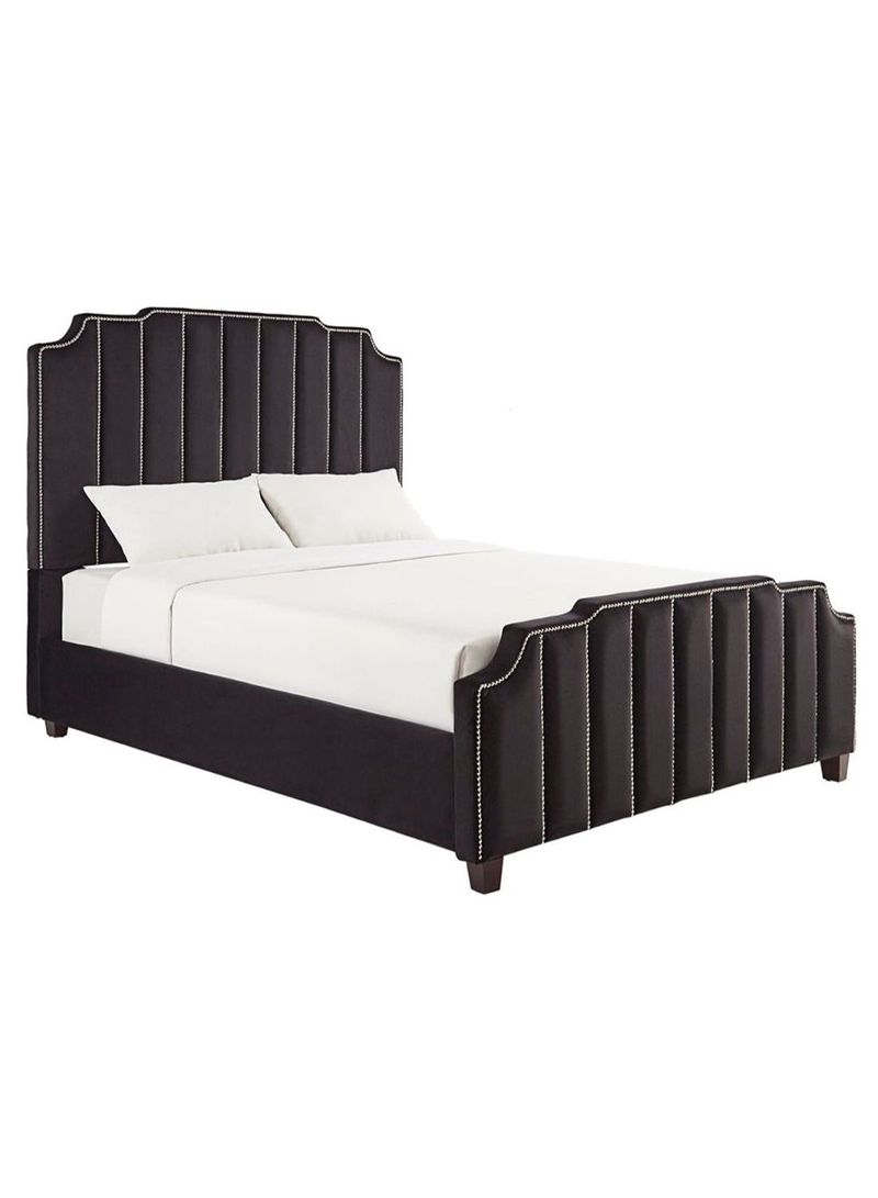 Chareau Nailhead Bed With Mattress Black 180 x 200centimeter