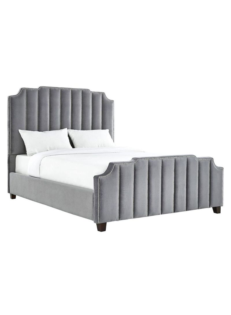 Chareau Nailhead Bed With Mattress Grey 180 x 200centimeter