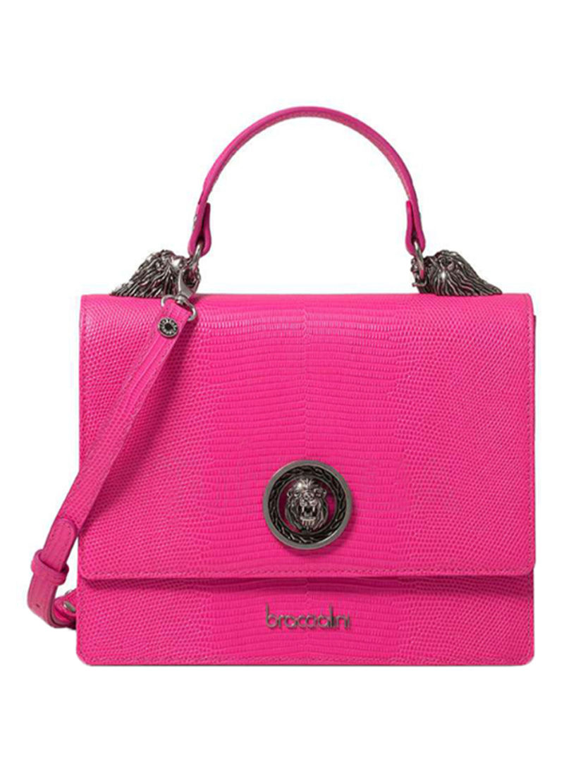 Penelope Lizard Crossbody Bag Pink/Silver