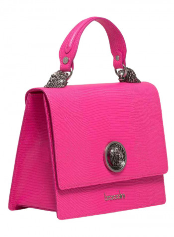 Penelope Lizard Crossbody Bag Pink/Silver
