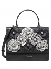 Penelope Flower Detail Crossbody Bag Black/Silver