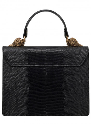 Penelope Lizard Crossbody Bag Black/Gold