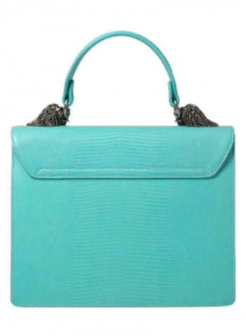 Penelope Lizard Logo Detail Shoulder Bag Sky Blue/Black