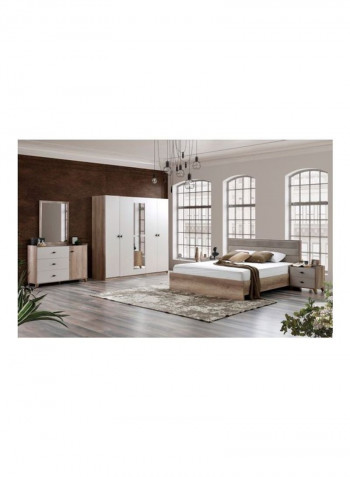 6-Piece King Bedroom Set Beige 180x200cm