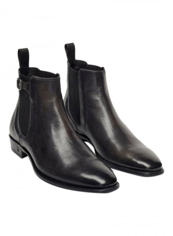 Lewis Buckle Side Panelled Chelsea Boots رمادي كربوني