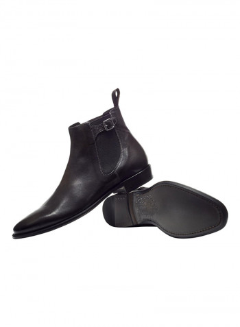 Lewis Buckle Side Panelled Chelsea Boots رمادي كربوني