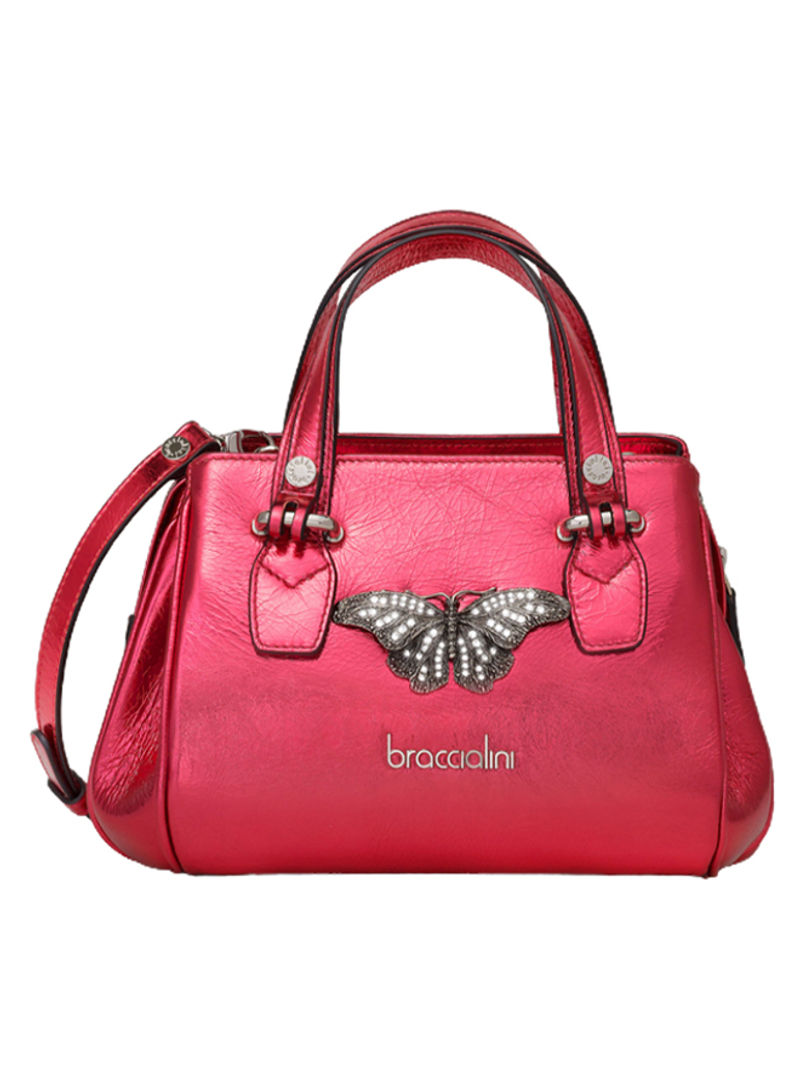 Zoe Metallic Butterfly Detail Crossbody Bag Red