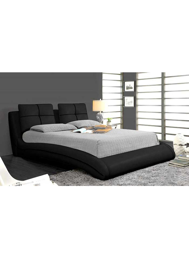 Upholstered Curved Bed Frame With Mattress Black/Grey Super King