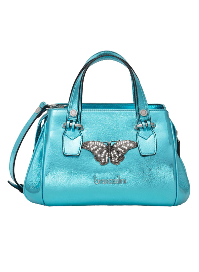 Zoe Metallic Butterfly Detail Crossbody Bag Blue