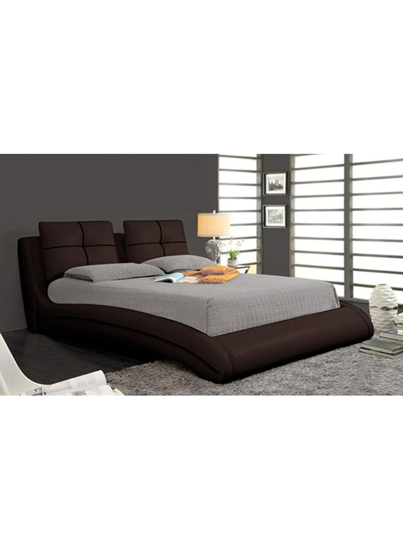 Upholstered Curved Bed Frame With Mattress Brown/Grey Super King