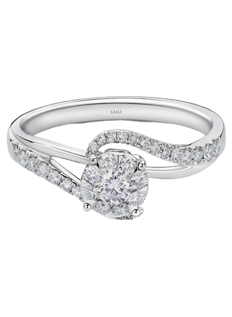 18K White Gold Diamond Studded Band Ring