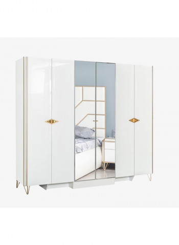 6 Door Marcelus Wardrobe White 271x61.8x235cm
