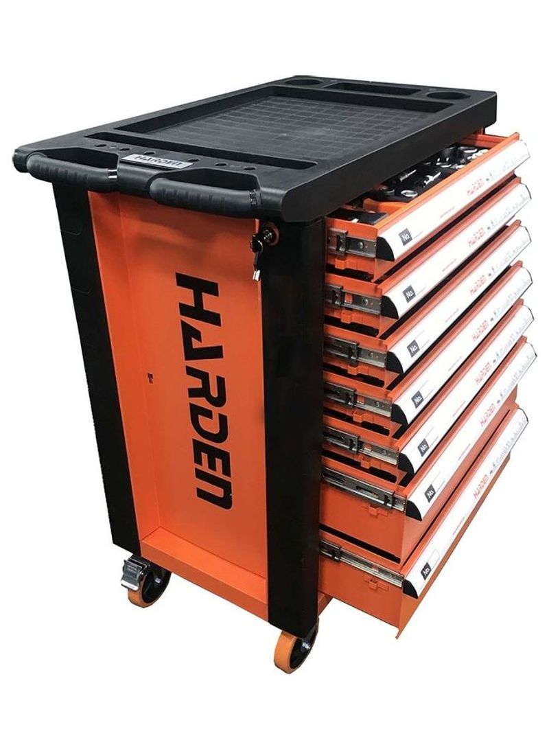 7 Drawers Roller Cabinet Set Orange/Black 68.3cm