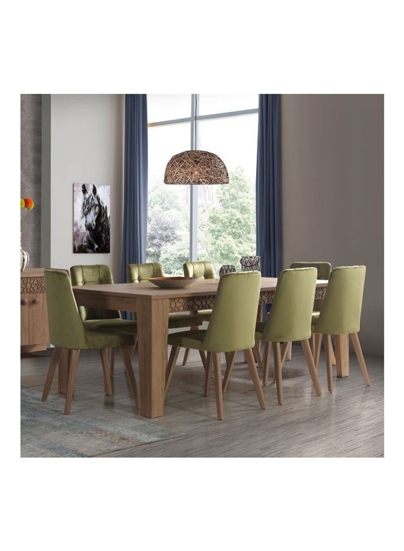 8-Seater Extra Large Dining Set Beige 220 x 77.5cm