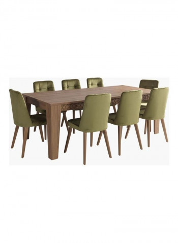 8-Seater Extra Large Dining Set Beige 220 x 77.5cm
