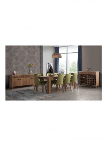 8-Seater Extra Large Dining Set Beige 220 x 77.5cm