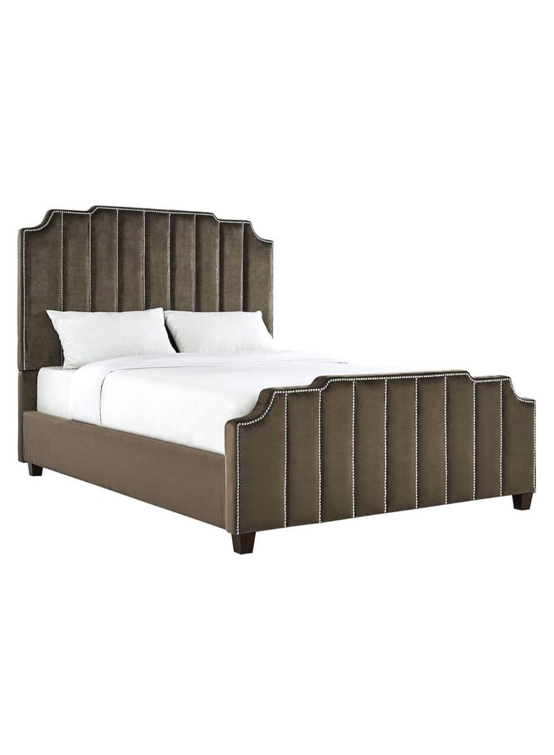 Chareau Nailhead Bed Without Mattress Brown 200 x 200centimeter