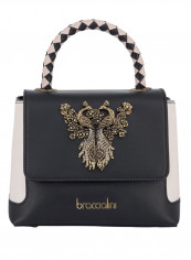 Lily Metallic Peacock Detail Shoulder Bag Black/White/Gold
