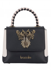 Lily Peacock Detail Shoulder Bag Black/White/Gold