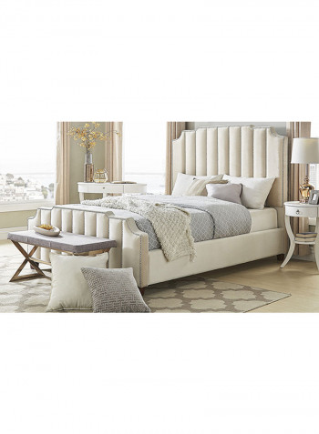 Chareau Upholstered Nailhead Bed With Mattress Beige/White King