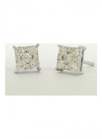 18 Karat White Gold With 0.26 Ct Genuine Diamond Studs