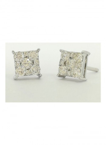 18 Karat White Gold With 0.26 Ct Genuine Diamond Studs