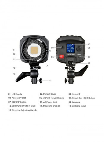 SL150W High Power LED Video Light Set Black