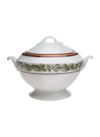 Rose Covered Soup Tureen White 13x8inch