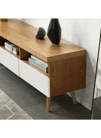 TV Stand With Cabinet Storage White/Brown 180x56.5x40centimeter