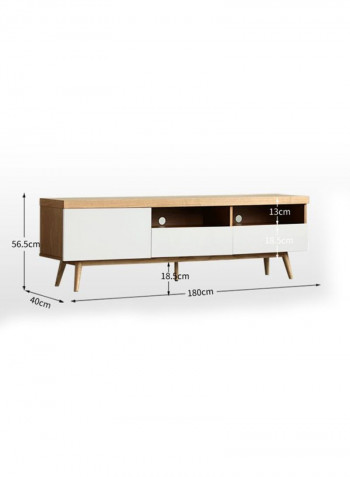 TV Stand With Cabinet Storage White/Brown 180x56.5x40centimeter