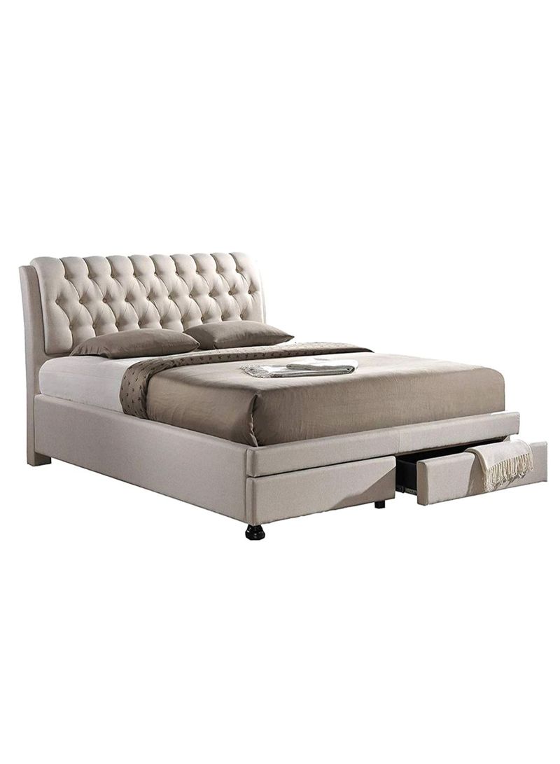 Ainge Button Tufted Platform Bed With Mattress Light Beige 200 x 200centimeter
