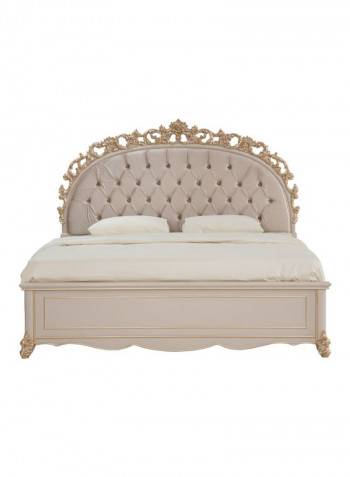Farida Wooden Bed Brown/Gold 200 x 200cm