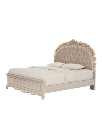 Farida Wooden Bed Brown/Gold 200 x 200cm